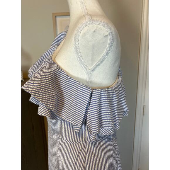 J. Crew | (NWT) 100% Cotton Pinstriped One Shoulder Classic Sheath Dress | 12 - Picture 11 of 15